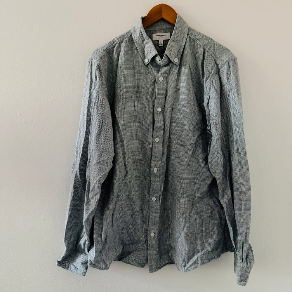 Banana Republic Factory Grindle Long Sleeve Shirt - Green White